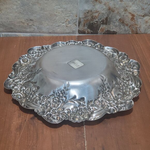 Vintage Silver Plated Metal Floral Serving Platter Tray - Picture 7 of 11